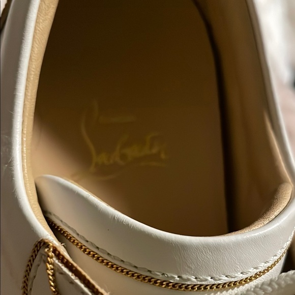Christian Louboutin White Leather Sneakers with Gold Detailing (like new) - Picture 4 of 12